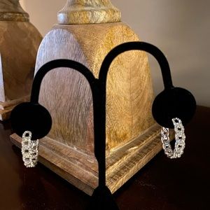 Nadri Pave’ Cubic Zirconia Chain Link Hoop Earrings NWT